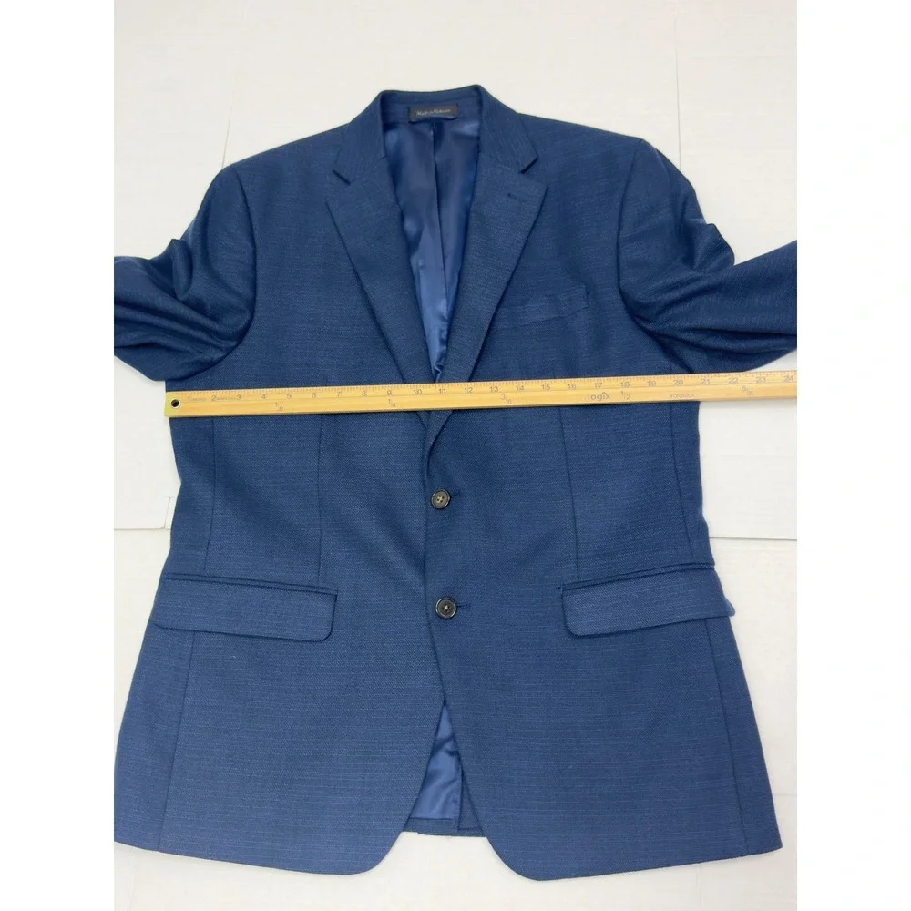 Chaps Blazer Mens 40R Blue Textured Two Button Single Vent Jacket Academia Prep